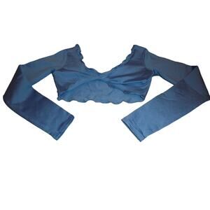 Motionwear  Blue Cropped Dance Top Shrug Woman's Adult Small Long Sleeve